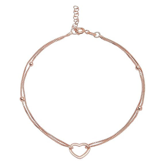 LukGud Silver Anklet | Rose Gold Plated Shimmering Cubic Zirconia Gift Ideas-Women Charm Anklet |