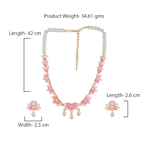 LukGud Designer Ethnic Pearl Necklace Set Versatile Chic for Women & Girls