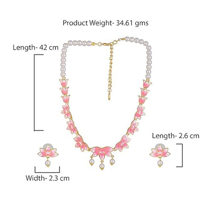 LukGud Designer Ethnic Pearl Necklace Set Versatile Chic for Women & Girls