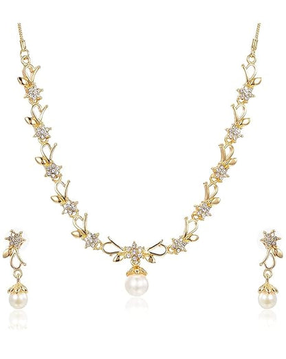 LukGud Gold Plated Austrian Crystals Necklace Set for Women