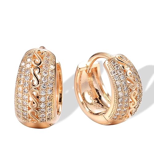 LukGud 18k Rose Gold Plated Latest Fancy Stylish Copper Zircon Bali Earrings for Women and Girls