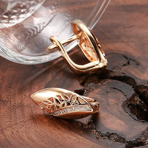 LukGud 18k Rose Gold Plated Latest Fancy Stylish Copper Zircon Bali Earrings for Women and Girls