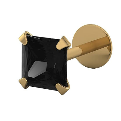 LukGud Yellow Gold Nose Pin Stud | Diamond Piercing Nose Stud For Women and Girls