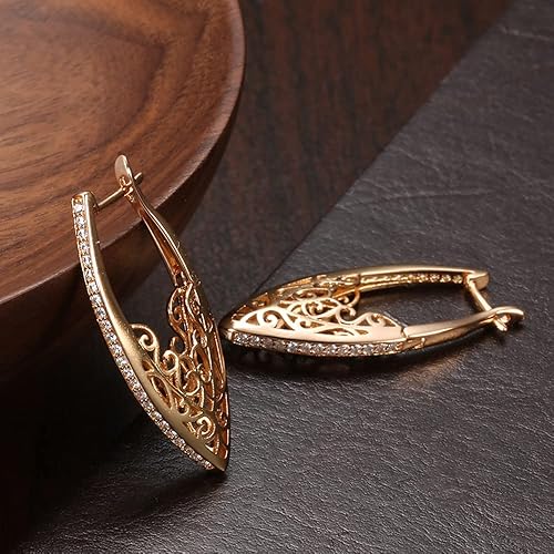 LukGud  18k Rose Gold Plated Latest Fancy Stylish Copper Zircon Bali Earrings for Women and Girls