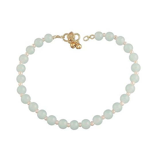 LukGud Adjustable Pearl Beads Single Anklet Payal Bracelet for Women