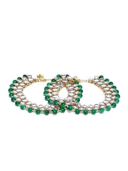 LukGud  Anklet for Women (Green)