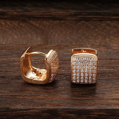 LukGud 18k Rose Gold Plated Latest Fancy Stylish Copper Zircon Bali Earrings for Women and Girls