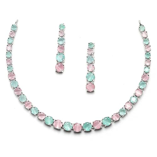 LukGud Gold Plated Handcrafted Circle Necklace Set for Women & Girls