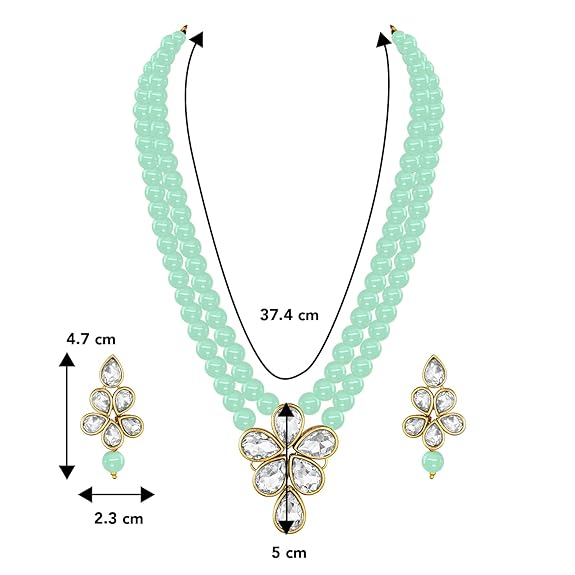 LukGud Crystal Faux Pearl Kundan Necklace & Jewelry Set Gift for Women