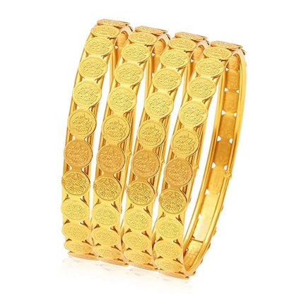 LukGud Gold Plated Coin Bangles Set of 4 for Women