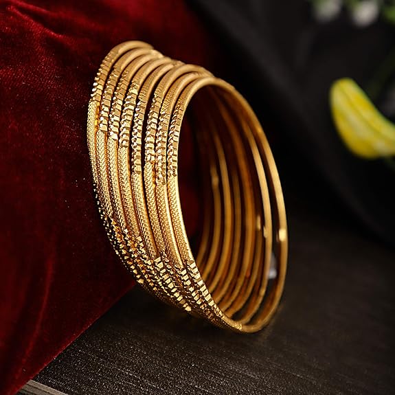 LukGud Latest Gold Plated Set of 8 Traditional Bangles for Women and Girls