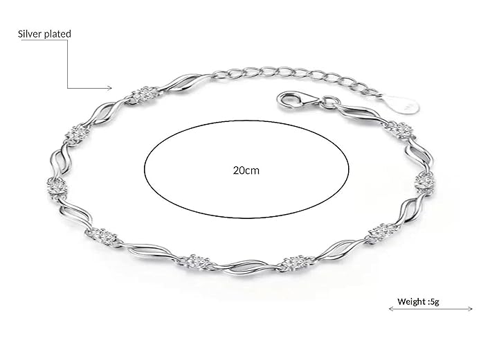 LukGud Stylish 925 Silver-Plated Copper Bracelet for Women and Girls