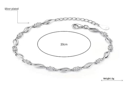 LukGud Stylish 925 Silver-Plated Copper Bracelet for Women and Girls