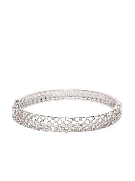 LukGud Diamond Look Rhodium Plated Bracelet For Women