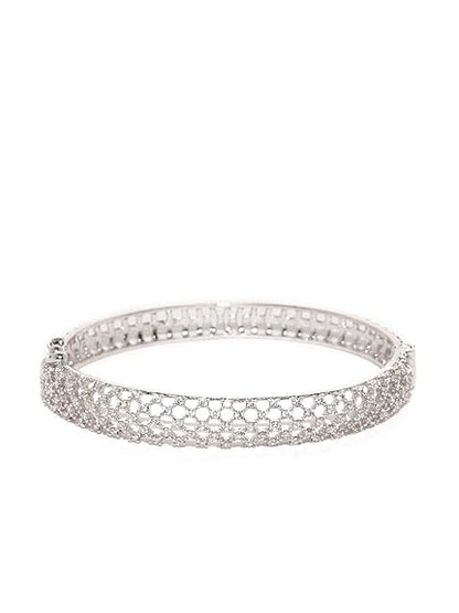 LukGud Diamond Look Rhodium Plated Bracelet For Women