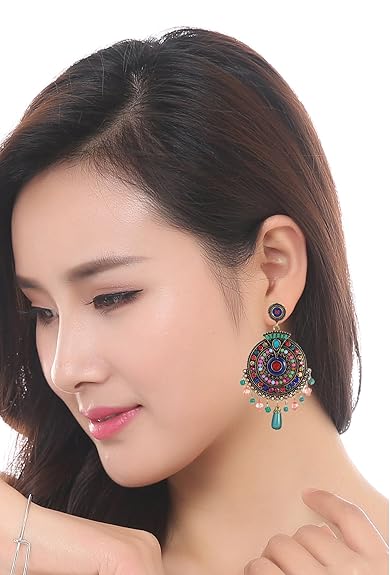 LukGud Jewellery Bohemian Multi-Color Earrings for Girls and Women