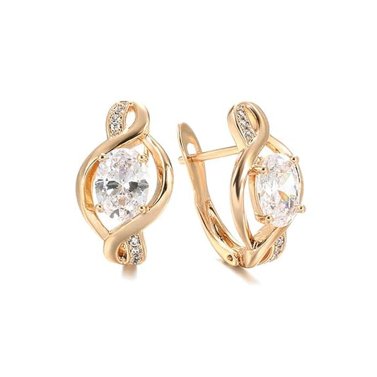 LukGud Rose Gold Plated Latest Fancy Stylish Copper Zircon Bali Earrings for Women and Girls