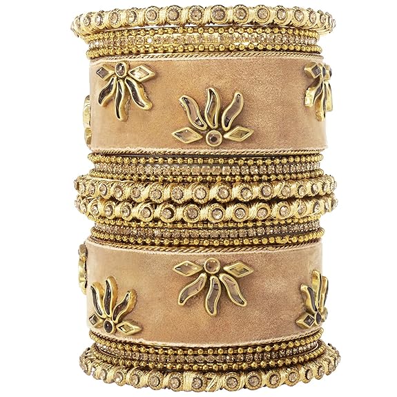 LukGud Velvet Silk Thread Chuda Chura Bangle Set Jewellery for Women Girls