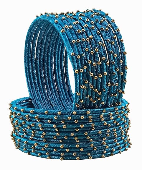 LukGud Chudi and Studded Ball Chain Pearl Set for Women & Girls (Pack of 12 Bangles)