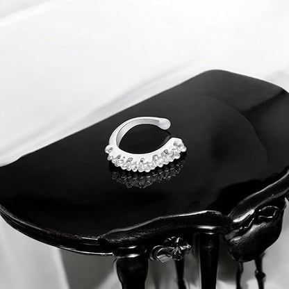 LukGud Simple and Elegant Non Piercing Nose Ring with Cubic Zirconia Stones for Women
