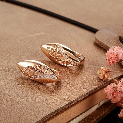 LukGud 18k Rose Gold Plated Latest Fancy Stylish Copper Zircon Bali Earrings for Women and Girls