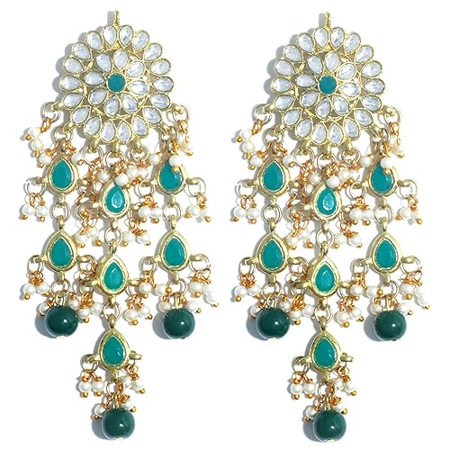 LukGud Womens Gold Plated Kundan Tassel Earrings