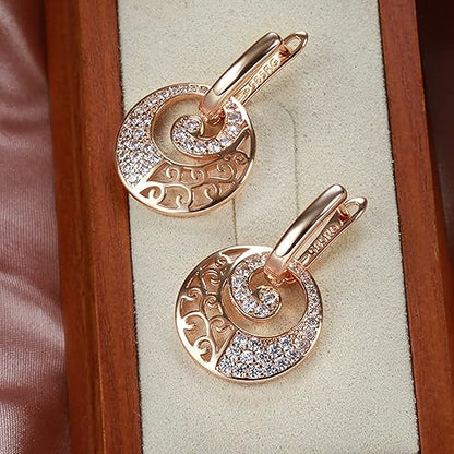 LukGud  18k Rose Gold Plated Latest Fancy Stylish Copper Zircon Bali Earrings for Women and Girls