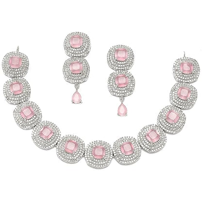 LukGud American Diamond Studded Jewellery Set For Women and Girl