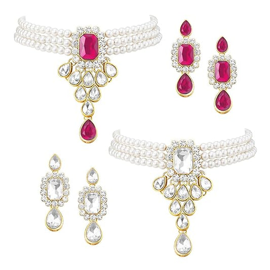 LukGud Crystal Faux Pearl Jewelry Gift Set for Women
