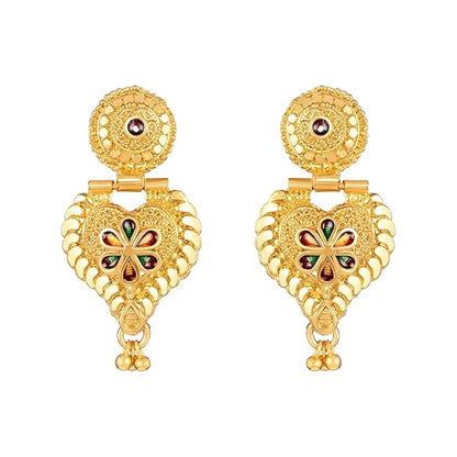LukGud Latest Long Design Necklace Set For Women Traditional One Gram Gold Plated Jewellery Set for Women (Golden)