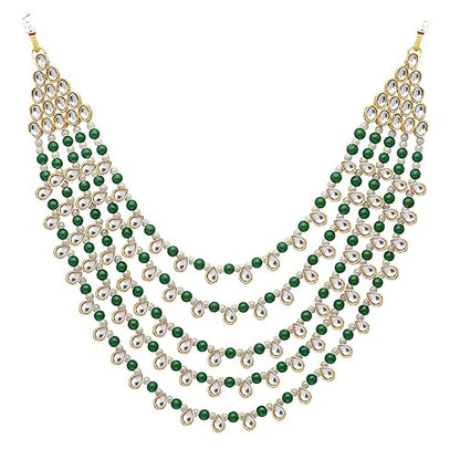 LukGud Faux Pearl Kundan Layered Necklace & Jewelry Set Gift for Women
