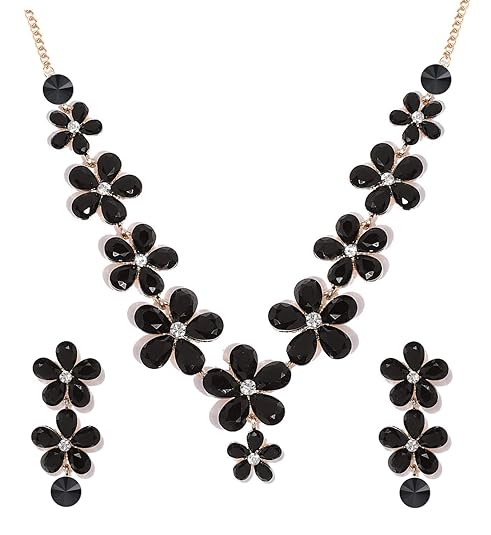 LukGud Crystal Choker Necklace Jewellery set with Earrings For Girls/Women