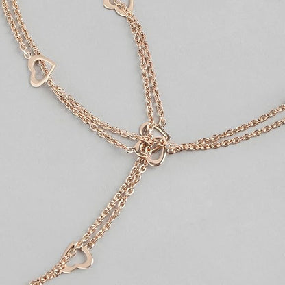 LukGud 925 Sterling Silver Layered Rose Gold Plating Hearts Anklets (Pair) | Gift for Women & Girls