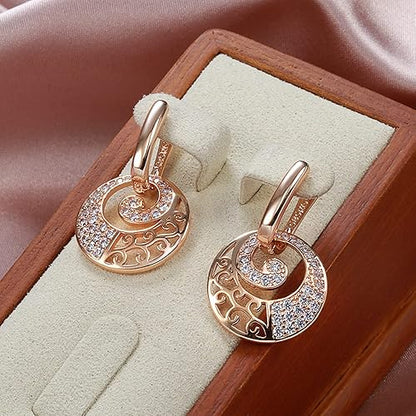 LukGud  18k Rose Gold Plated Latest Fancy Stylish Copper Zircon Bali Earrings for Women and Girls