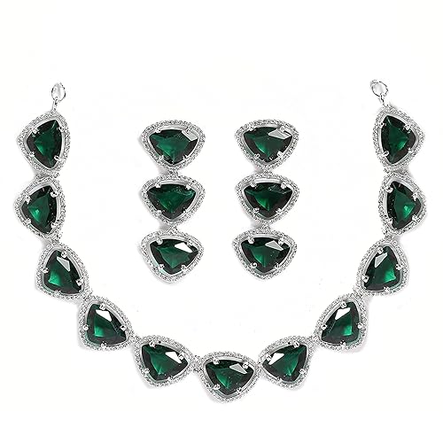 LukGud American Diamond Studded Jewellery Set For Women and Girl
