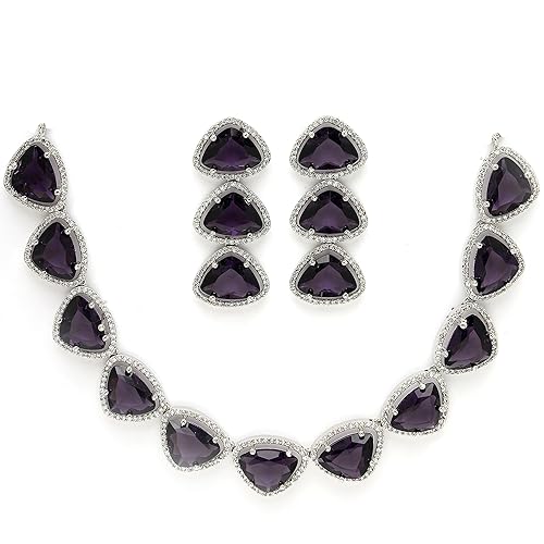 LukGud American Diamond Studded Jewellery Set For Women and Girl