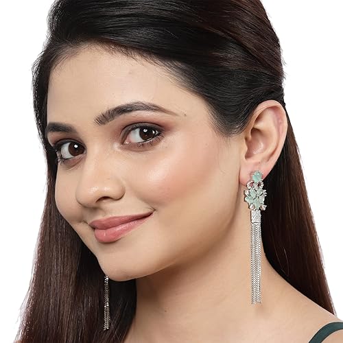 LukGud  Silver Toned Drop Earrings For Women and Girls