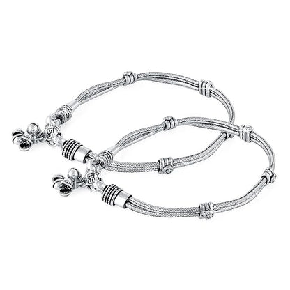 German Silver Oxidised Antique Design 2 Pc Latest Style Traditional Payal Ethnic Anklets for Women and Girls