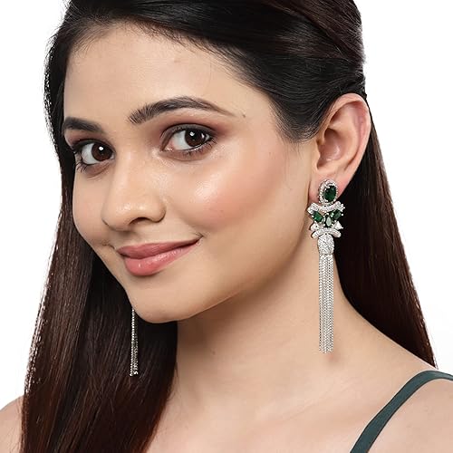 LukGud Silver Toned Drop Earrings For Women and Girls