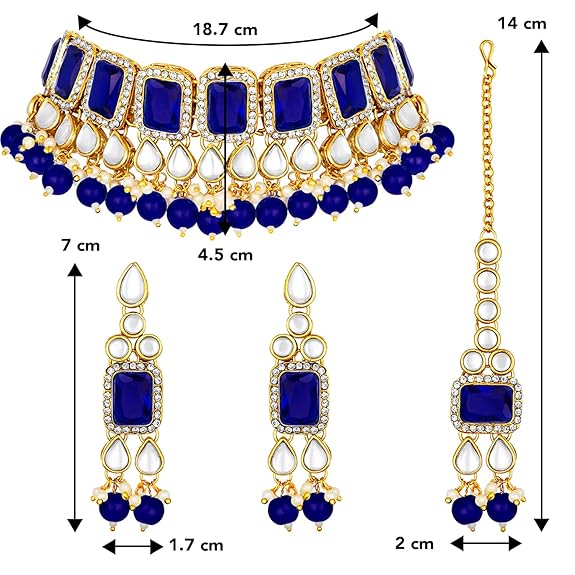 LukGud Crystal Faux Pearl Kundan Necklace & Jewelry Set Gift for Women