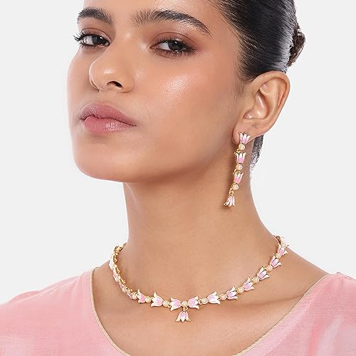 LukGud Designer Ethnic Pearl Necklace Set Versatile Chic for Women & Girls