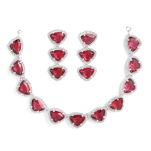 LukGud American Diamond Studded Jewellery Set For Women and Girl