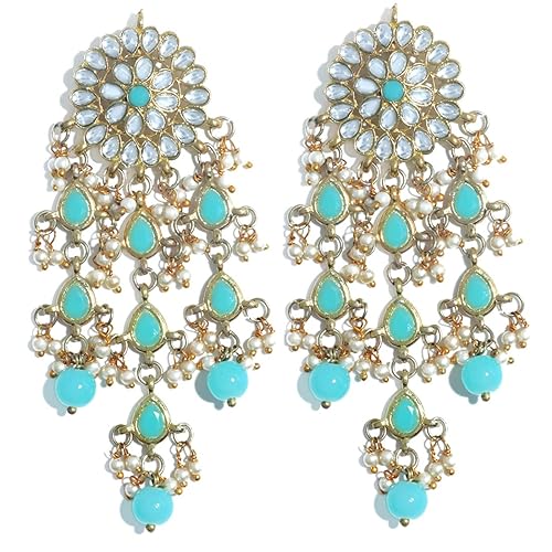 Womens Gold Plated Kundan Tassel Earrings