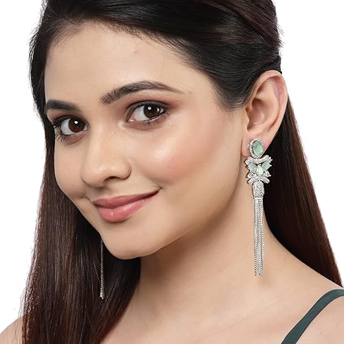 LukGud  Silver Toned Drop Earrings For Women and Girls