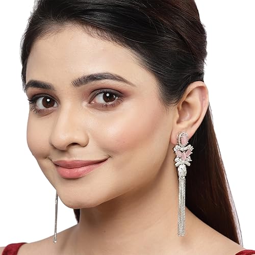 LukGud  Women Silver Toned Drop Earrings For Women and Girls