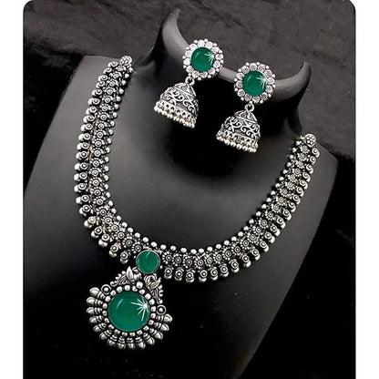 LukGud Kolhapuri Stone Choker Necklace Set with Jhumka Earrings for Women and Girls
