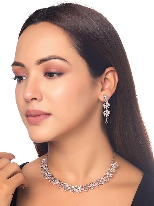 LukGud Jewellery Set for Women and Girls American Diamond Jewellery Set |