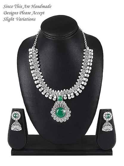 LukGud Kolhapuri Stone Choker Necklace Set with Jhumka Earrings for Women and Girls