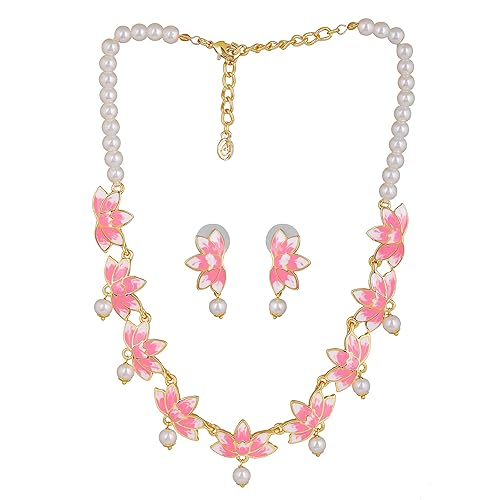 LukGud Designer Ethnic Pearl Necklace Set Versatile Chic for Women & Girls