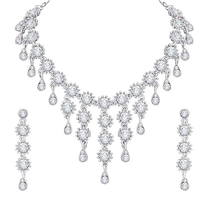LukGud Diamond Necklace Set with Earrings for Women and Girls
